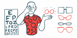human organoids | Sjögren's Syndrome News | illustration of man next to eye chart, glasses