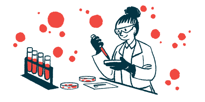 A lab scientist fills petri dishes with blood samples.