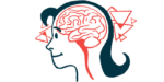 An illustration highlights the human brain, seen in profile inside a person's head.