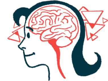 An illustration highlights the human brain, seen in profile inside a person's head.