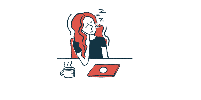 An illustration of a woman sound asleep at a table.