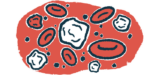 An illustration of white blood cells, a type of immune cell, among red blood cells.