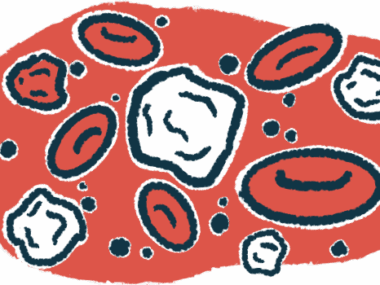 White blood cells, a type of immune cell, are pictured among red blood cells in a close-up illustration.