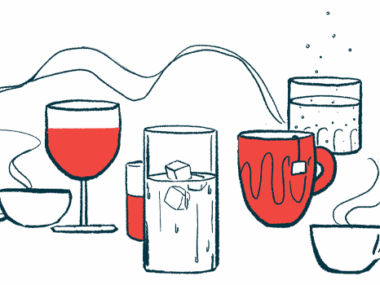 Cups and glasses illustrate different kinds of beverages.