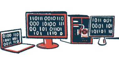 A machine learning illustration shows computer screens filled with coding.