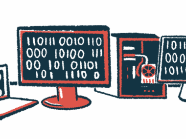 A machine learning illustration shows computer screens filled with coding.