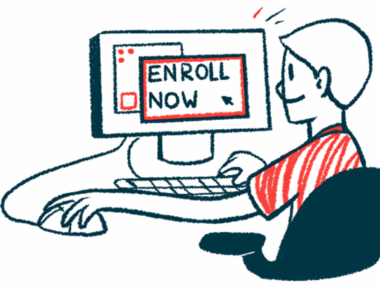 An illustration of a person at a computer looking at a screen that says 