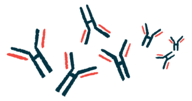 Illustration of Y-shaped antibodies binding to small antigen fragments, representing immune system activity