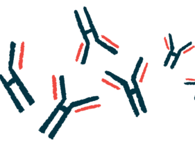 Illustration of Y-shaped antibodies binding to small antigen fragments, representing immune system activity