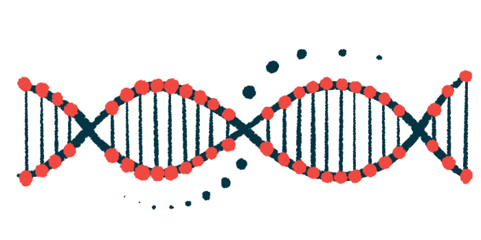 AN illustration shows a stand of DNA.